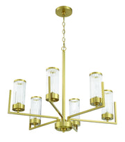 Whittley 6 Light 29.75" Chandelier in Satin Brass