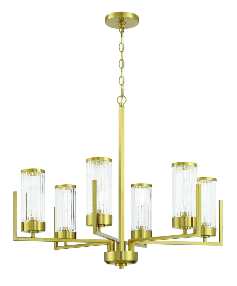 Whittley 6 Light 29.75" Chandelier in Satin Brass