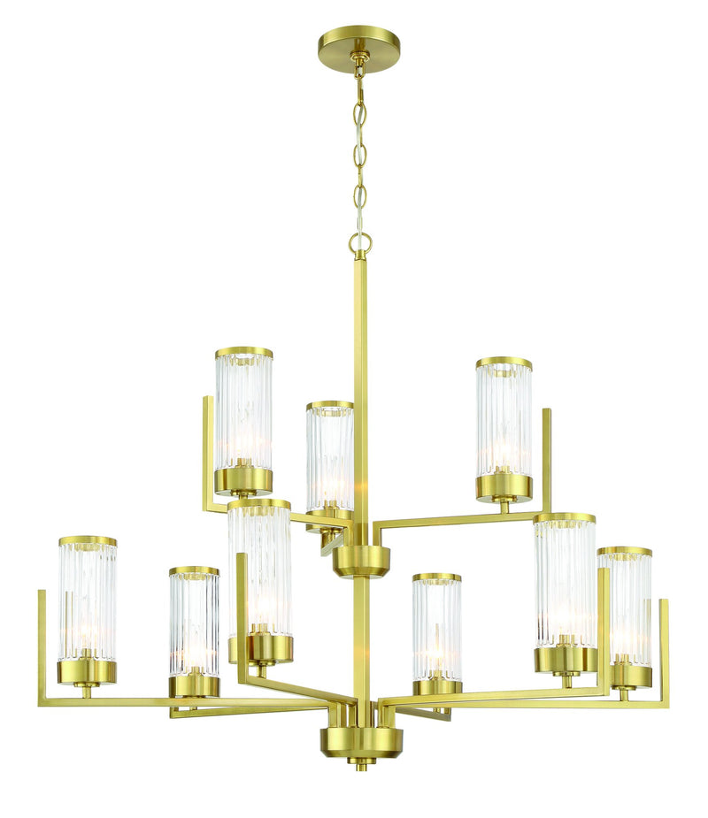 Whittley 9 Light 35.88" Chandelier in Satin Brass
