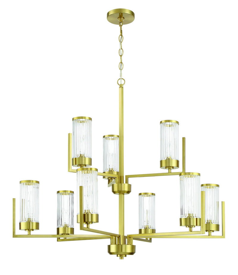 Whittley 9 Light 35.88" Chandelier in Satin Brass