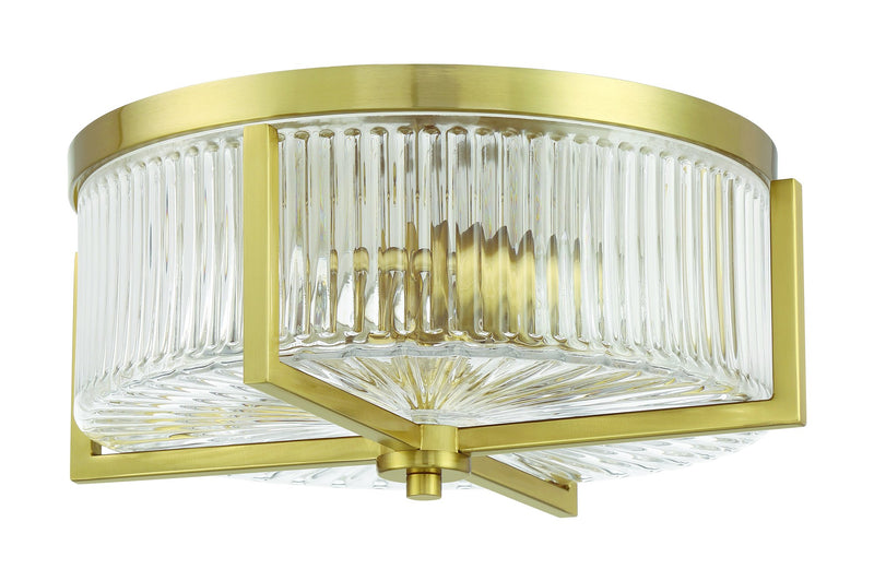 Whittley 3 Light 13.75" Flushmount in Satin Brass
