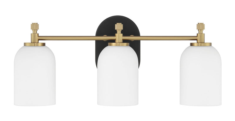 Council 3 Light 20.5" Vanity in Flat Black/Satin Brass