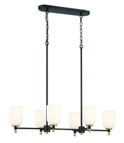 Council 6 Light 15" Island in Flat Black/Satin Brass