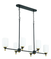Council 6 Light 15" Island in Flat Black/Satin Brass