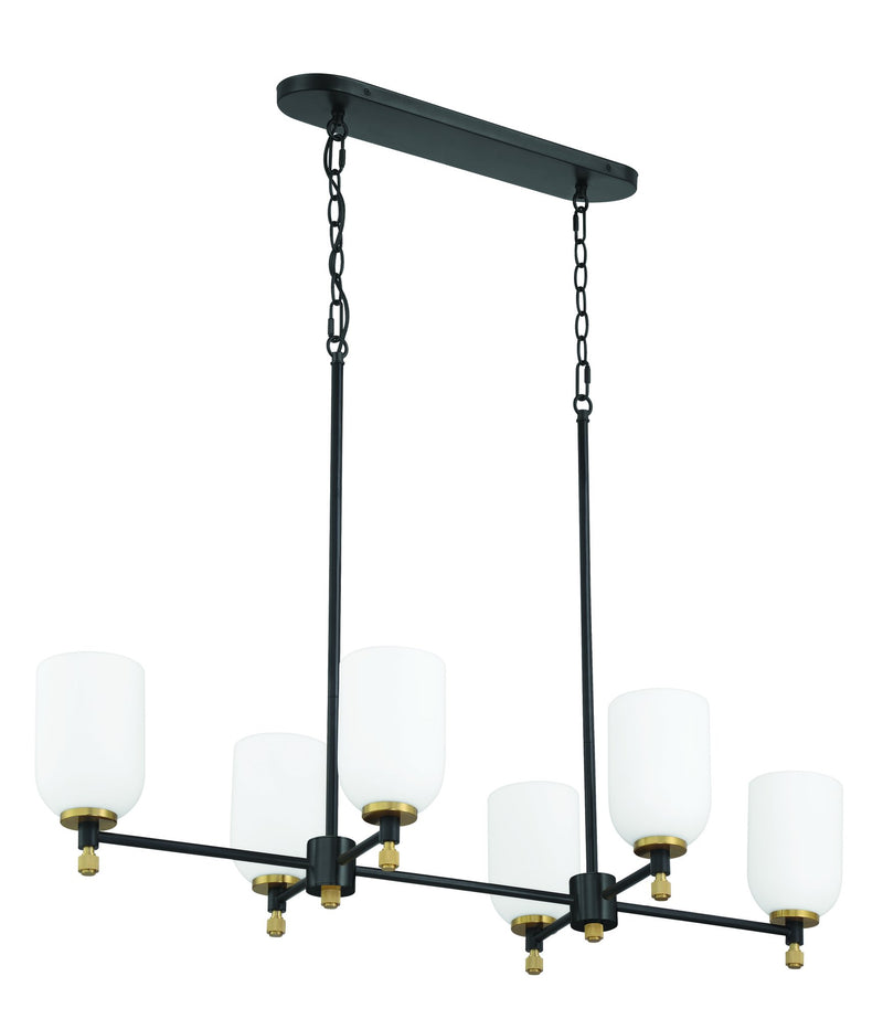 Council 6 Light 15" Island in Flat Black/Satin Brass