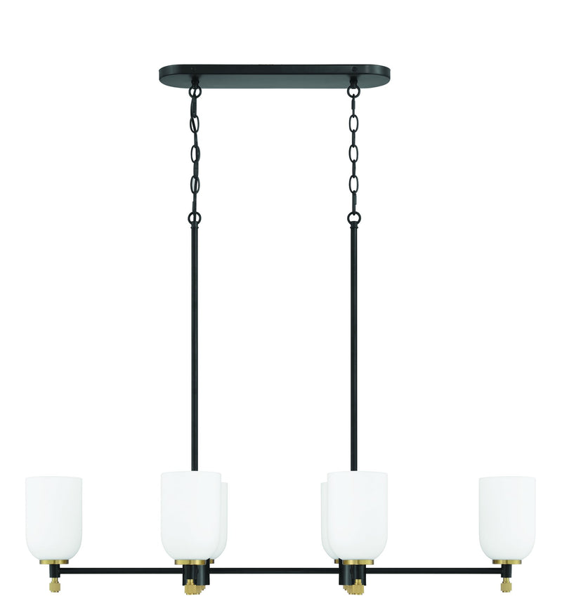Council 6 Light 15" Island in Flat Black/Satin Brass