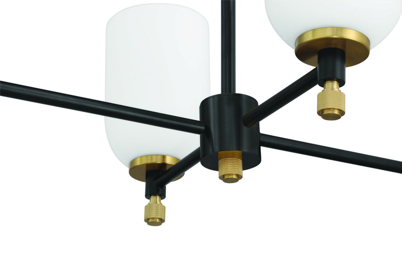 Council 6 Light 15" Island in Flat Black/Satin Brass