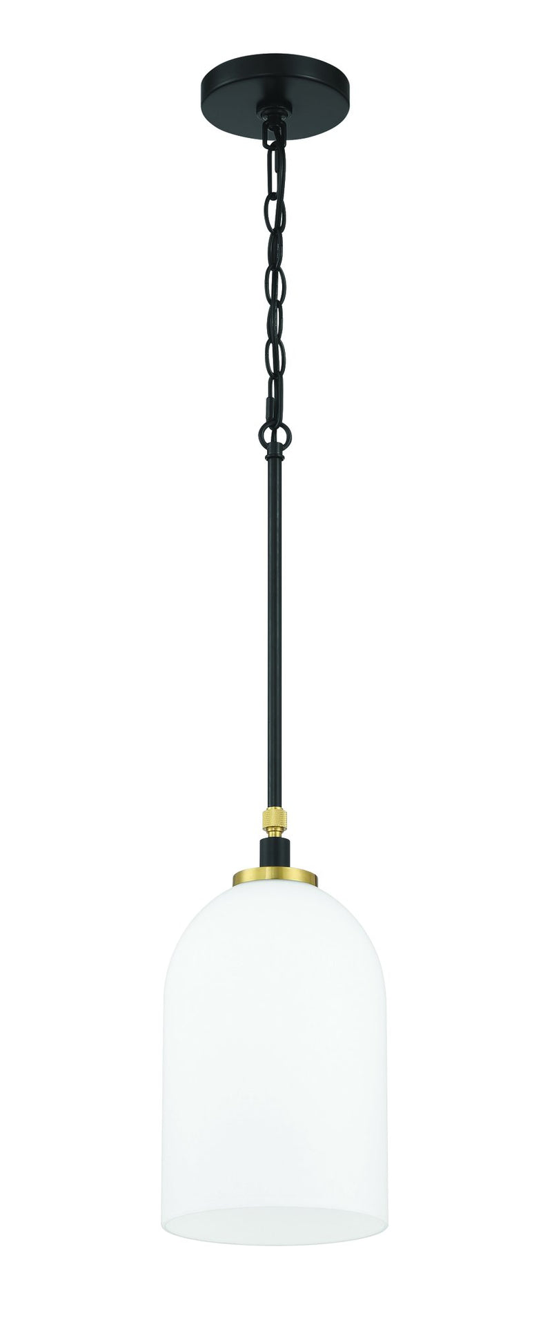 Council 1 Light 7" Pendant in Flat Black/Satin Brass