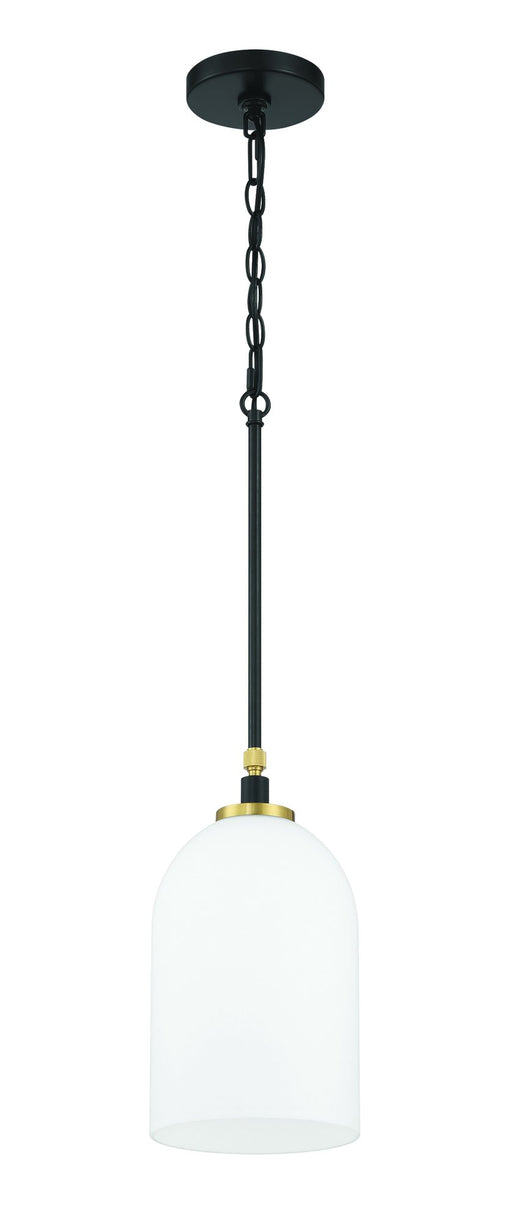 Council 1 Light 7" Pendant in Flat Black/Satin Brass