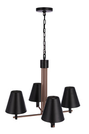 Blake 4 Light 24" Chandelier in Flat Black/Satin Brass