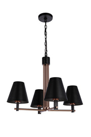 Blake 4 Light 24" Chandelier in Flat Black/Satin Brass