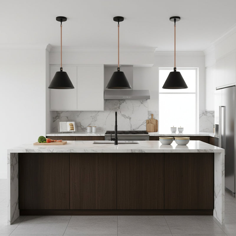 Blake 1 Light 11" Pendant in Flat Black/Satin Brass
