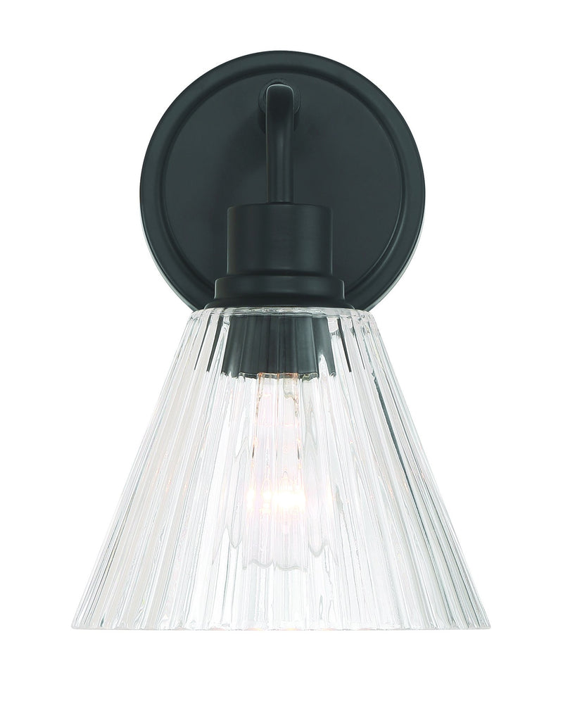 Pleated 1 Light 7.13" Wall Sconce in Flat Black