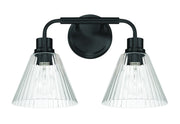 Pleated 2 Light 16.88" Vanity in Flat Black
