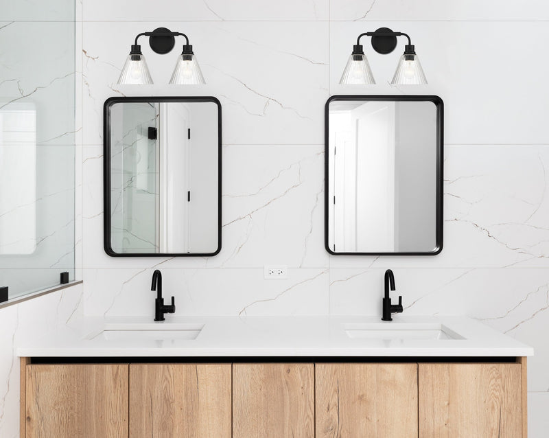 Pleated 2 Light 16.88" Vanity in Flat Black