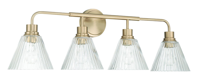 Pleated 4 Light 34" Vanity in Premium Bronze