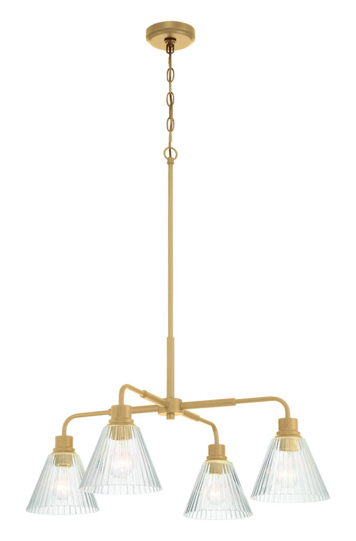 Pleated 4 Light 30" Chandelier in Premium Bronze