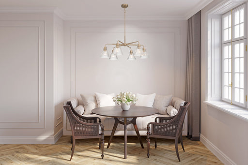 Pleated 6 Light 35.13" Chandelier in Premium Bronze