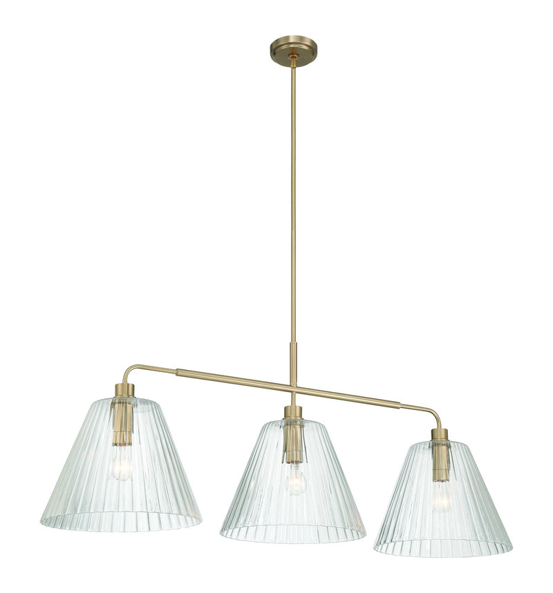 Pleated 3 Light 14" Island in Premium Bronze