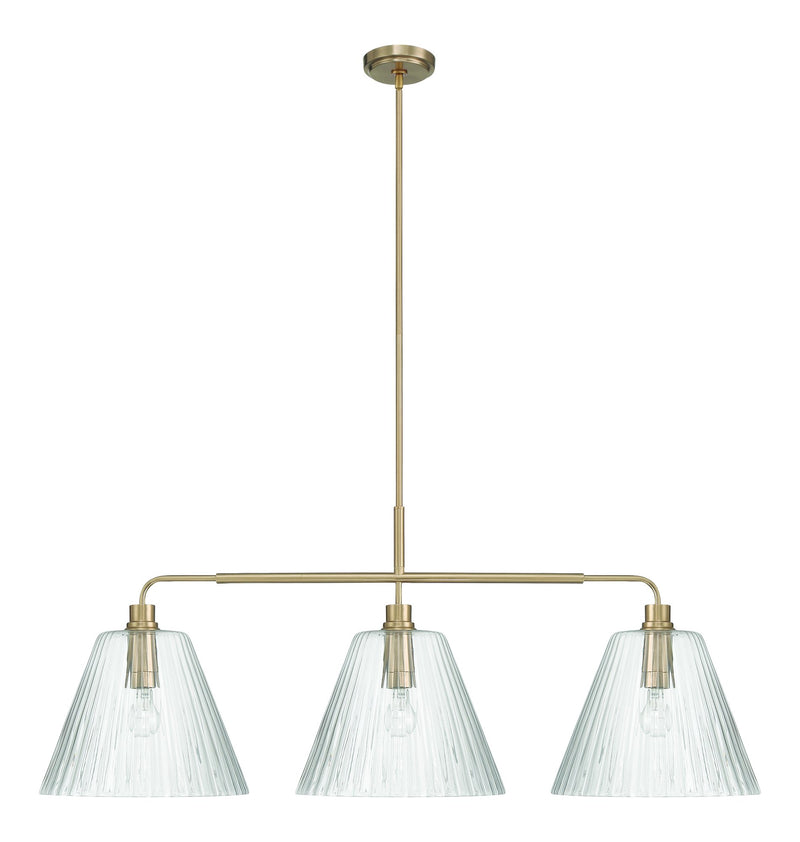 Pleated 3 Light 14" Island in Premium Bronze
