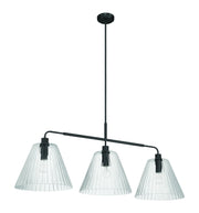 Pleated 3 Light 14" Island in Flat Black