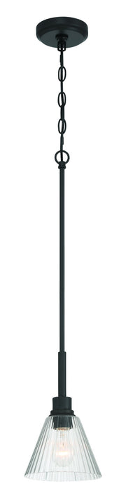 Pleated 1 Light 7.13" Mini Pendant in Flat Black