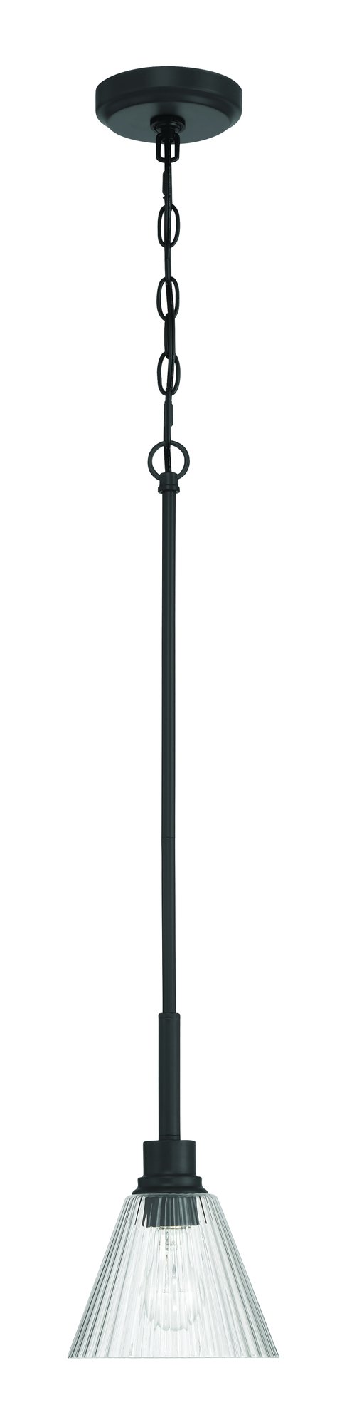 Pleated 1 Light 7.13" Mini Pendant in Flat Black
