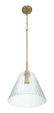 Pleated 1 Light 14" Pendant in Premium Bronze