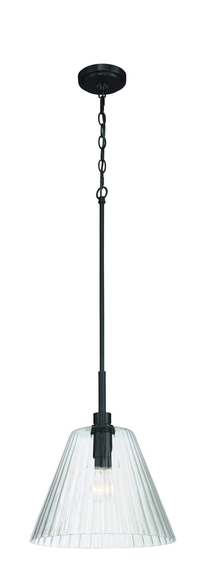 Pleated 1 Light 14" Pendant in Flat Black