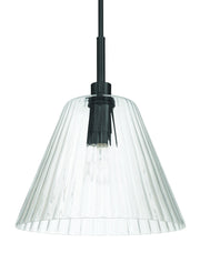Pleated 1 Light 14" Pendant in Flat Black