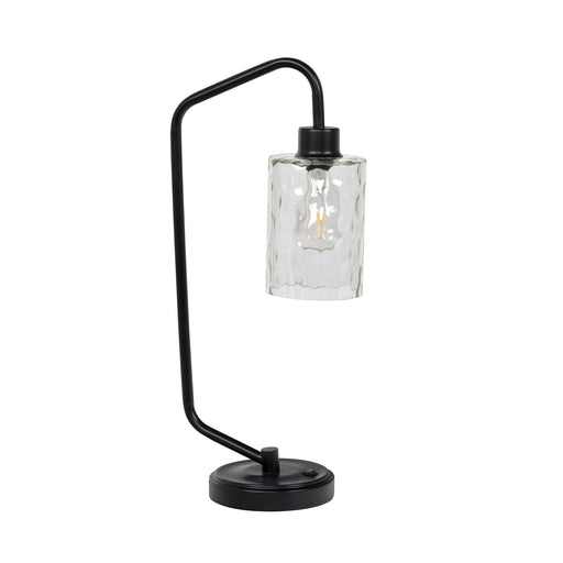 1 Light 6.75" Metal Base Table Lamp w/ USB in Flat Black