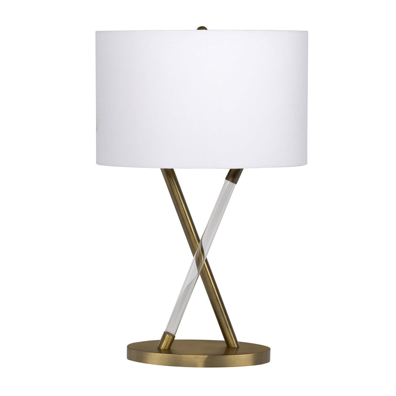 1 Light 16" Metal/Acrylic Base Table Lamp in Natural Brass