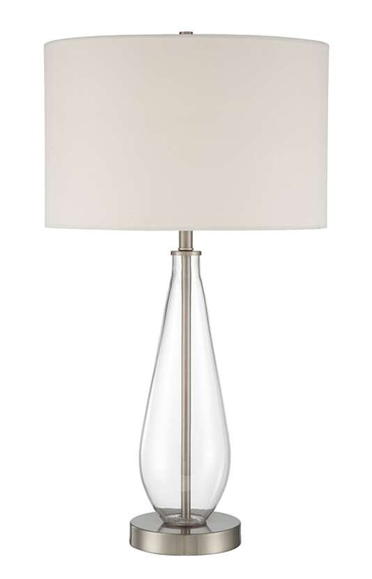 1 Light 15" Glass/Metal Base Table Lamp in Brushed Polished Nickel
