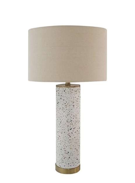 1 Light 15" Metal/Concrete Base Table Lamp in Satin Brass