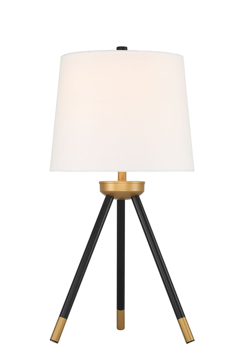 1 Light 13.03" Metal Tri-Pod Base Table Lamp in Painted Black/Gold