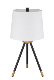 1 Light 13.03" Metal Tri-Pod Base Table Lamp in Painted Black/Gold