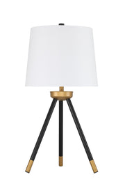 1 Light 13.03" Metal Tri-Pod Base Table Lamp in Painted Black/Gold