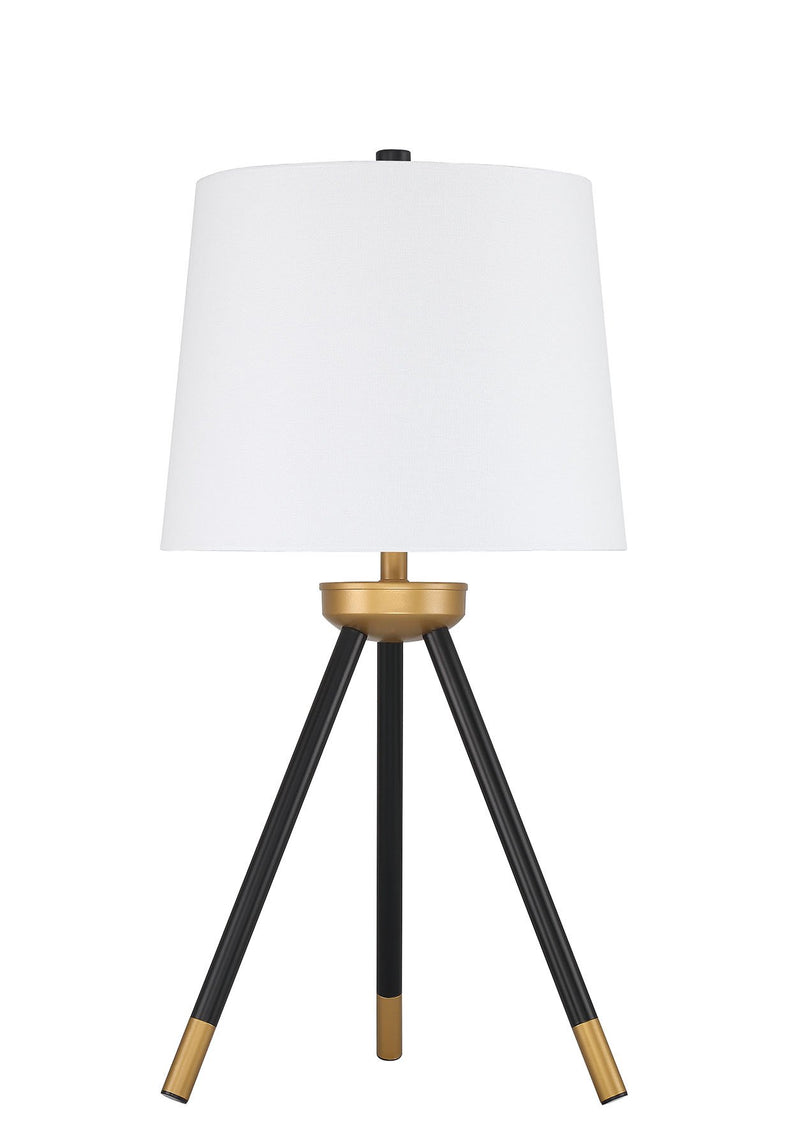 1 Light 13.03" Metal Tri-Pod Base Table Lamp in Painted Black/Gold