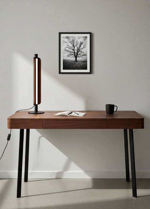 Cameron 1 Light 21.46" LED Table Lamp in Flat Black/Walnut