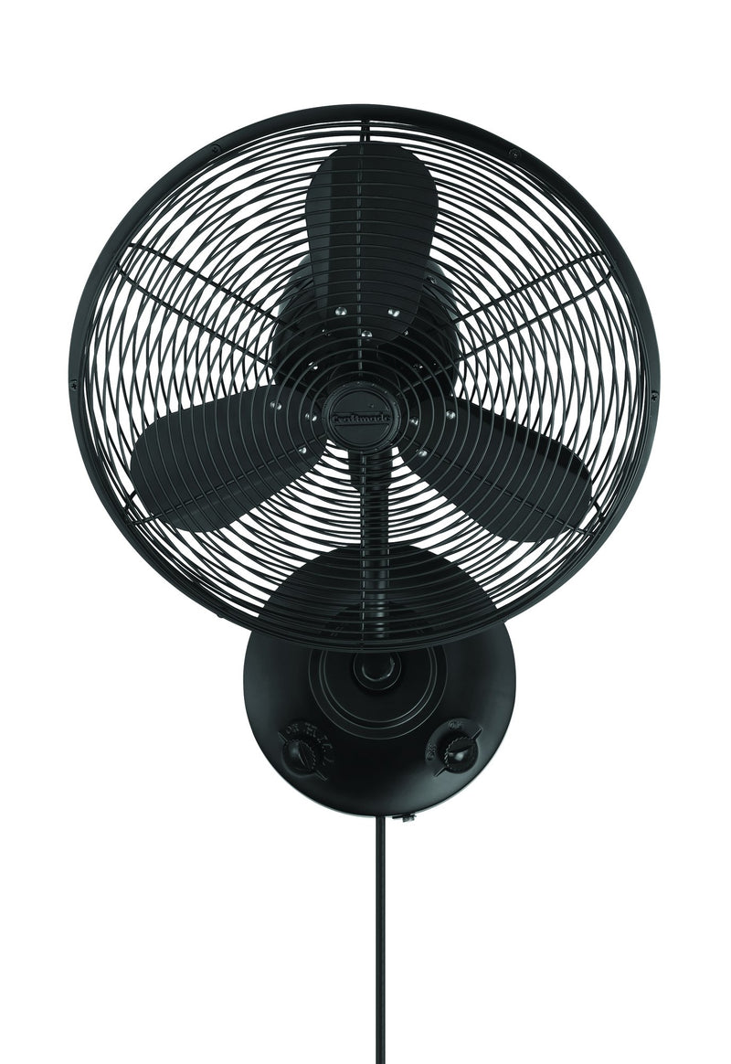 Bellows I 14" 3-Blade Indoor/Outdoor Wall Fan in Flat Black