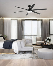Chilz 72" 6-Blade Indoor/Outdoor Smart Ceiling Fan in Flat Black