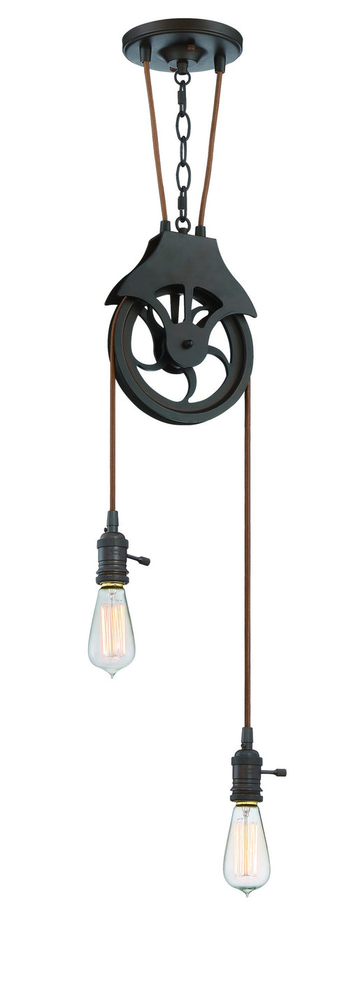 Design-A-Fixture 2 Light 7.5" Keyed Socket Pulley Pendant Hardware in Aged Bronze Brushed