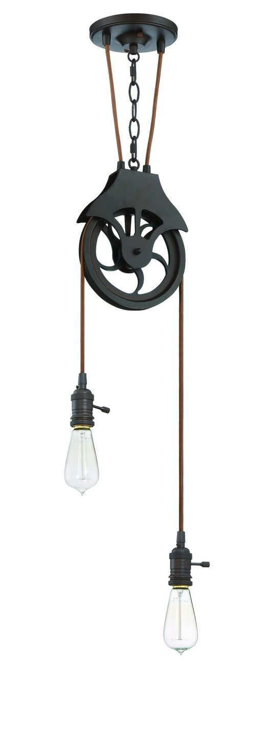 Design-A-Fixture 2 Light 7.5" Keyed Socket Pulley Pendant Hardware in Aged Bronze Brushed