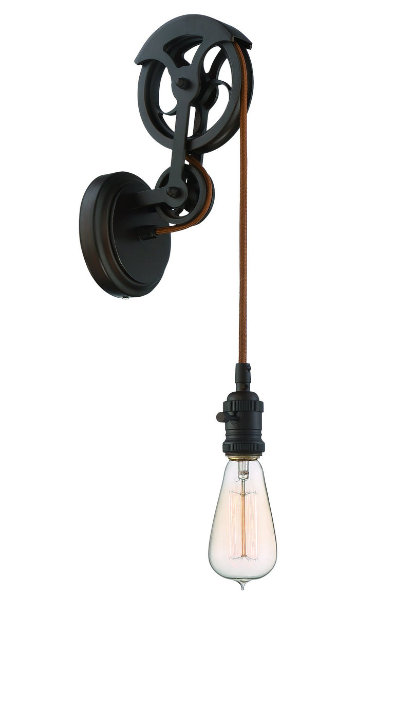 Design-A-Fixture 1 Light 6.25" Keyed Socket Pulley Wall Sconce Hardware in Aged Bronze Brushed