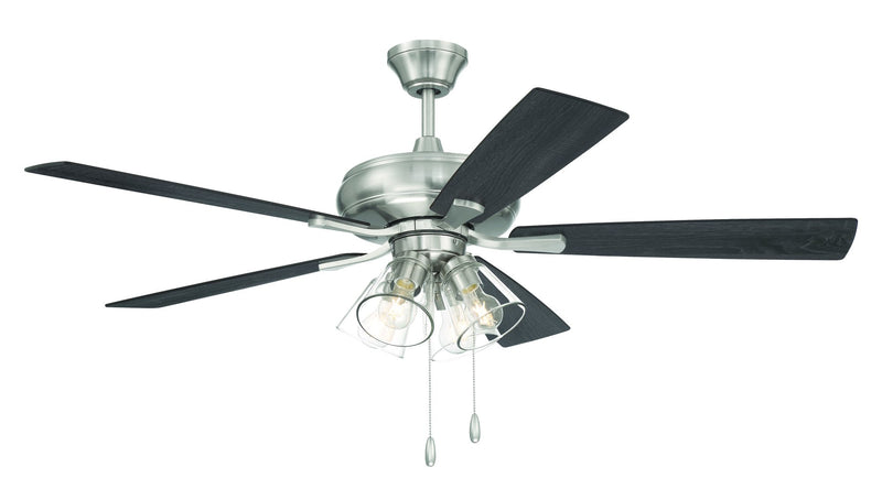 Eos 52" 5-Blade Clear 4 Light Ceiling Fan in Brushed Polished Nickel
