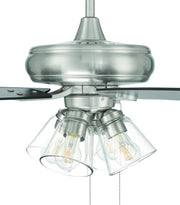 Eos 52" 5-Blade Clear 4 Light Ceiling Fan in Brushed Polished Nickel