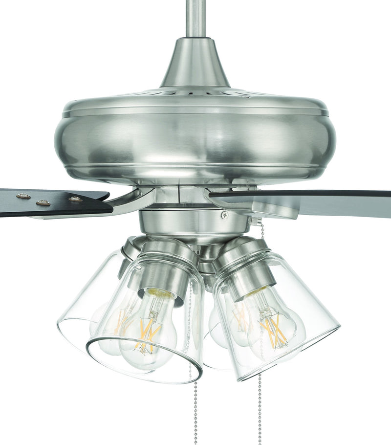 Eos 52" 5-Blade Clear 4 Light Ceiling Fan in Brushed Polished Nickel