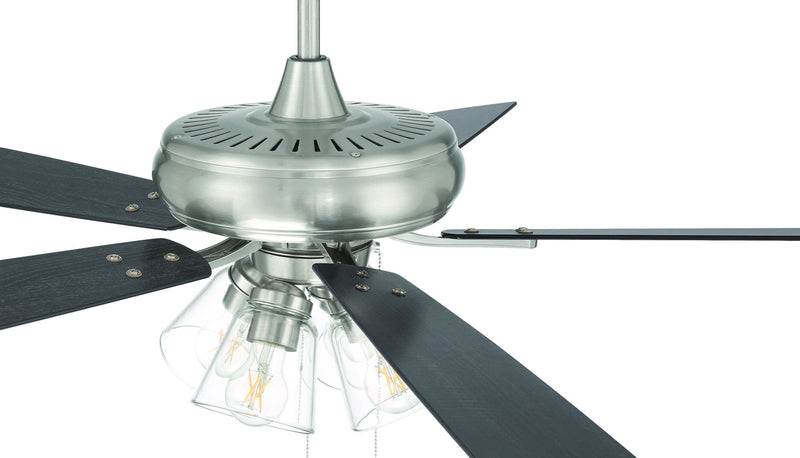 Eos 52" 5-Blade Clear 4 Light Ceiling Fan in Brushed Polished Nickel