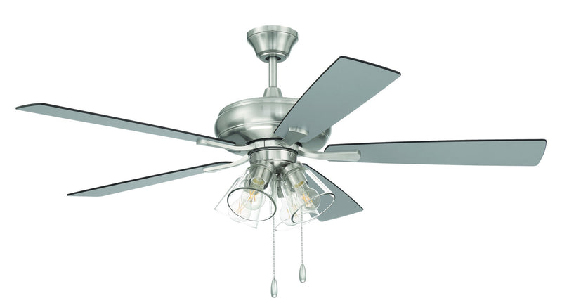 Eos 52" 5-Blade Clear 4 Light Ceiling Fan in Brushed Polished Nickel