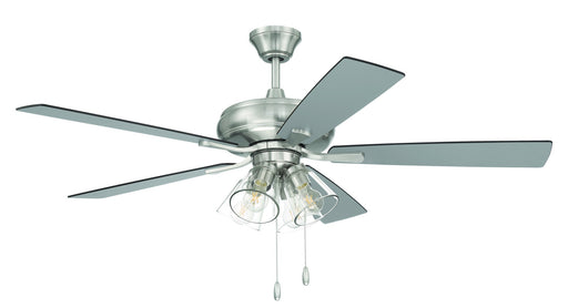 Eos 52" 5-Blade Clear 4 Light Ceiling Fan in Brushed Polished Nickel